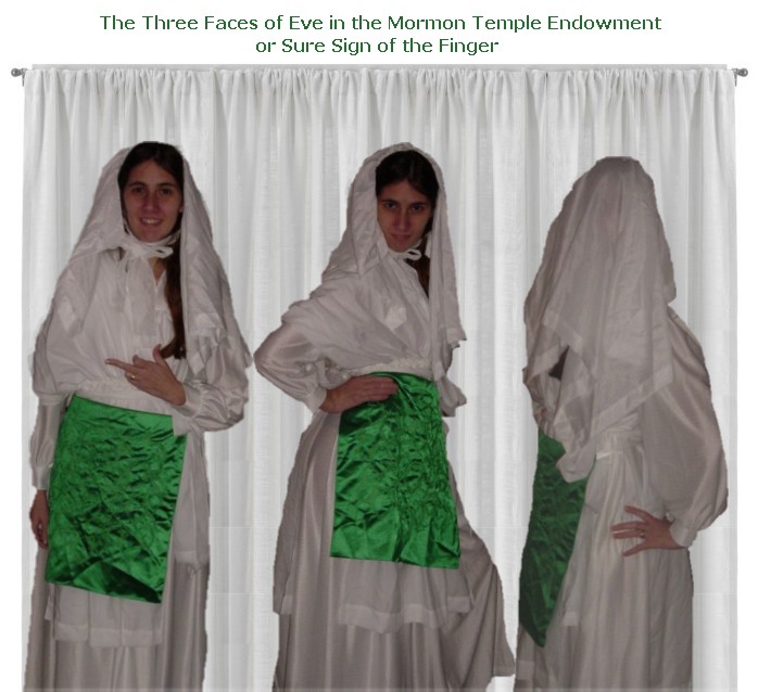 Three faces of Eve at Mormon LDS temple endowment.
