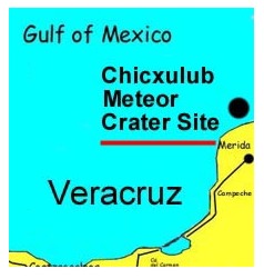Chicxulub meteor crater in Mexico.