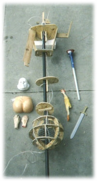 Moroni statue parts and frame.