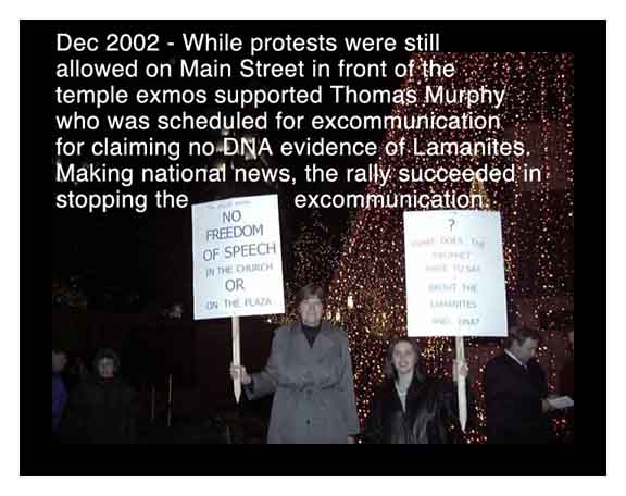 2002 Main Street rally in support of Thomas Murphy, Kathy Worthington protesting.