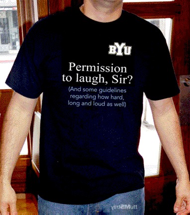 BYU t-shirt seeking permission.
