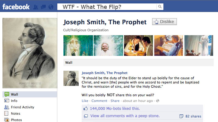 Joseph Smith the Prophet Facebook Dislike.