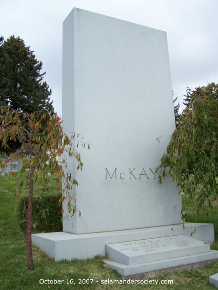 David O McKay grave marker panel.
