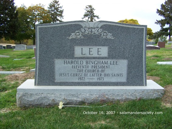 Harold B Lee grave marker east face.