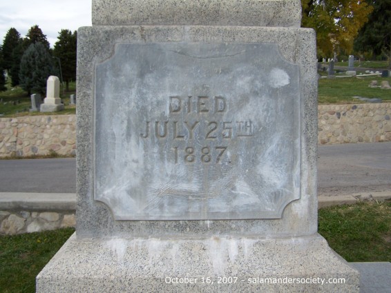 John Taylor grave marker one side.