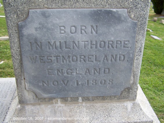 John Taylor grave marker third side.