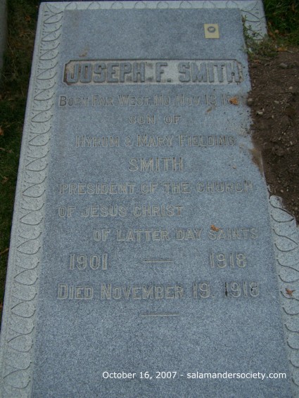 Joseph F Smith near Hyrum Smith monument.
