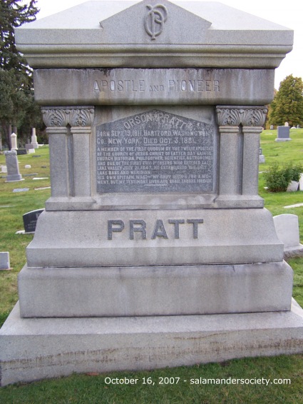 Orson Pratt grave marker east face.