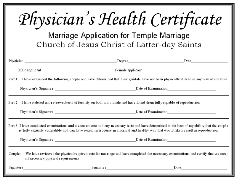 Mormon physician's certificate.
