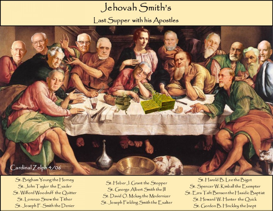 Jehova Smith's last supper with his apostles.