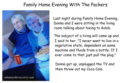 Family Home Evening with Boyd and Donna Packer.