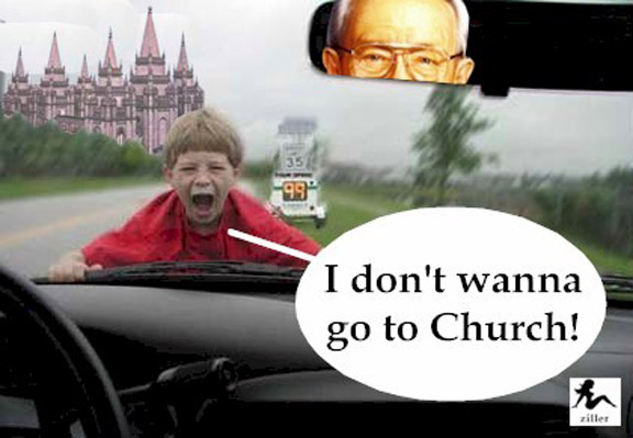 I don't wanna go to church mormon child on hood of car by ziller.