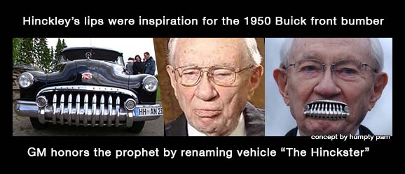 Gordon Hinckley's lips inspiration for 1950 Buick Roadmaster.