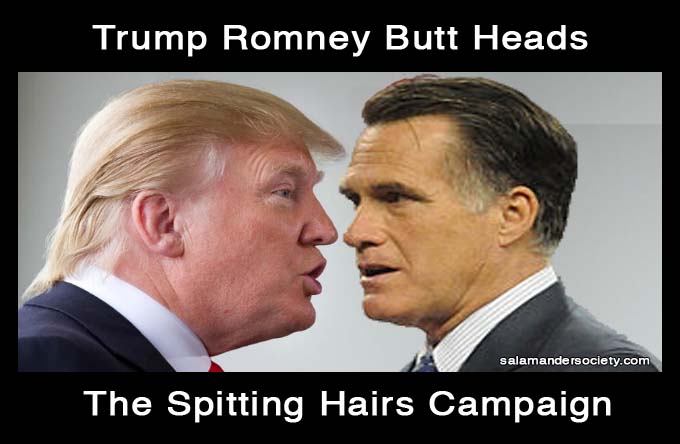 Trump Romney Butt Heads Spitting Hairs Campaign 2015.