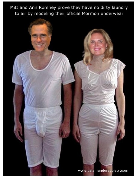 Mitt and Ann Romney model their official Mormon underwear.