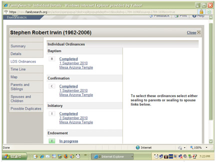 Steve Irwin Family Search Screenshot.