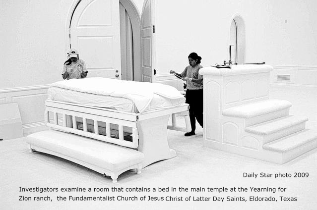 Mormon - FLDS Temple room with bed.