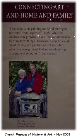 Boyd K Packer connecting art and home and family.