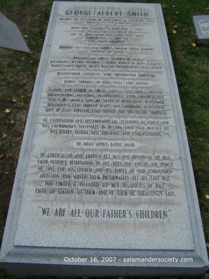 George Albert Smith grave marker flat.