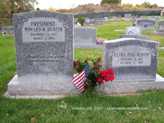 Howard W Hunter grave marker and wife.