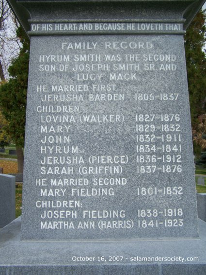 Hyrum Smith monument west face.
