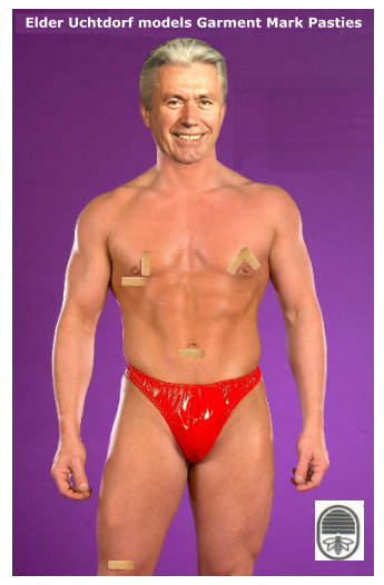 Elder Uchtdorf models new Garment Mark Pasties.