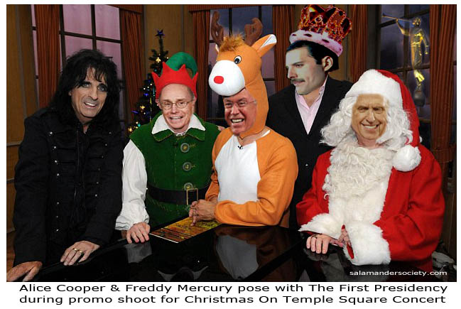 Mormon Christmas Alice Cooper and Freddy Mercury.