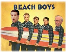 Mitt Romney and Gordon Hinckley as the Beach Boys.