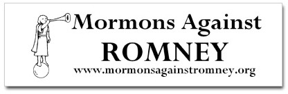 Mormons Against Romney bumper sticker and website.