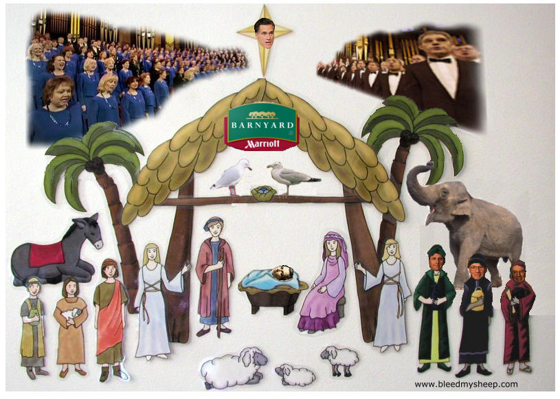 Mormon Nativity with Mitt Romney as Shining star.