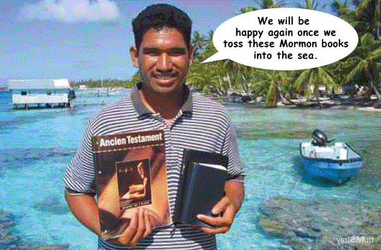 Book of Mormon LDS scriptures into the sea.