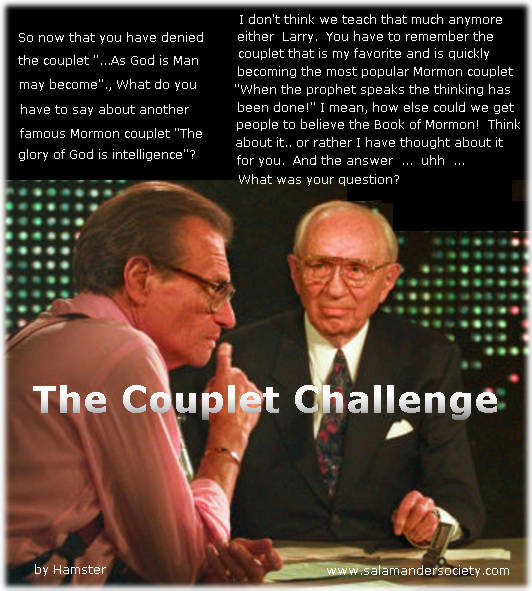 Gordon B Hinckley Larry King couplet contest glory of god.