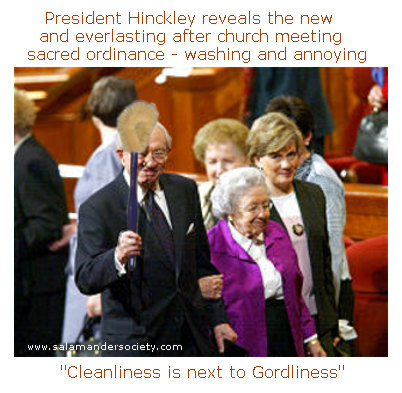 Gordon B Hinckley toilet plunger washing and annoying.