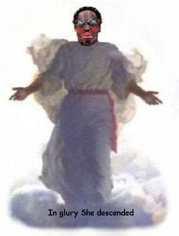 In glury She descended.