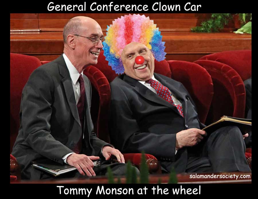 General Conference Clown Car Thomas Monson driving by cricket.