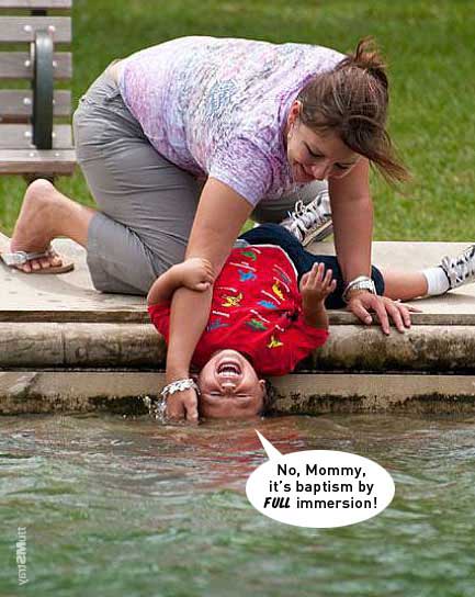 Mormon baptism immersion by stray mutt.