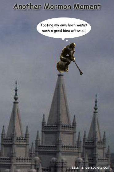 Thinking Moroni tooting own horn.