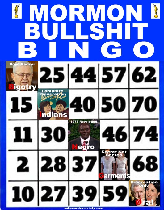 Mormon Bull Shit Bingo LDS General Confence Sacrament Meeting Games.