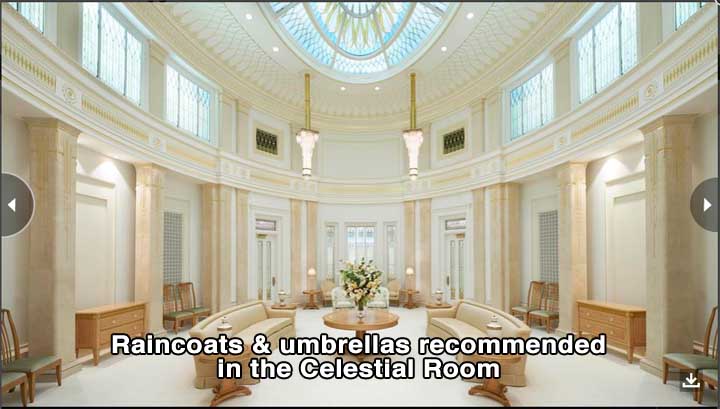 Raincoats and umbrellas recommended in Celestial Room.