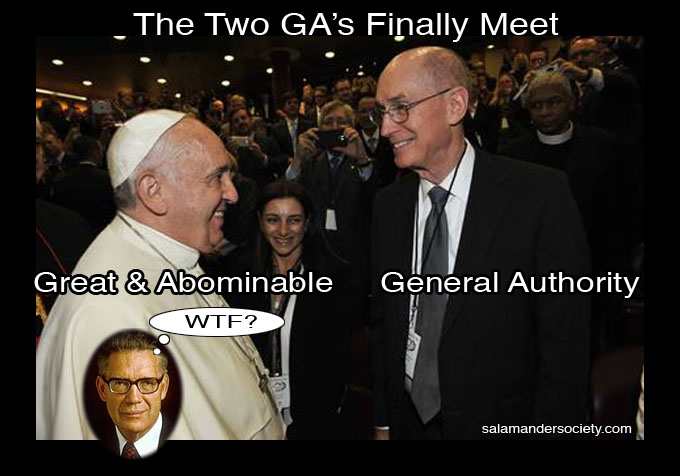 Pope Francis greets another GA - Henry Eyring - Two GA's meet.