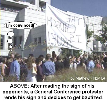 General Conference protestor.