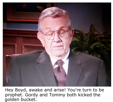 Boyd K Packer sleeping during general conference.