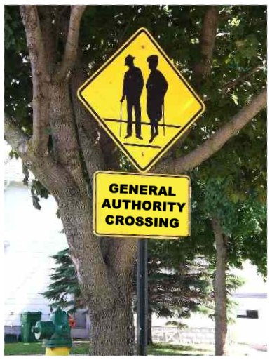 General Authority crossing to conference.