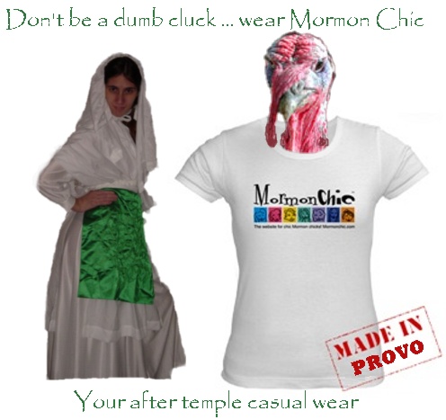 Mormon Chic dumb cluck turkey after temple wear.