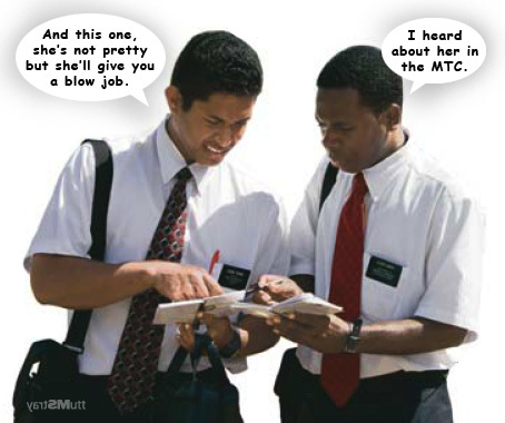 Mormon greenie missionary.